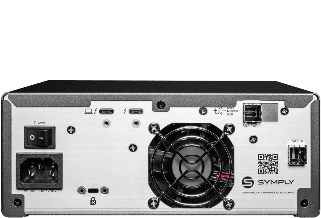SymplyPRO Thunderbolt Desktop LTO Tape Drive half-height - rear view